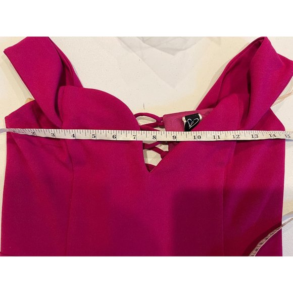Windsor Women Bridesmaid Formal Dress Maxi Off Shoulder Lace Up Back Hot Pink L - Picture 4 of 6